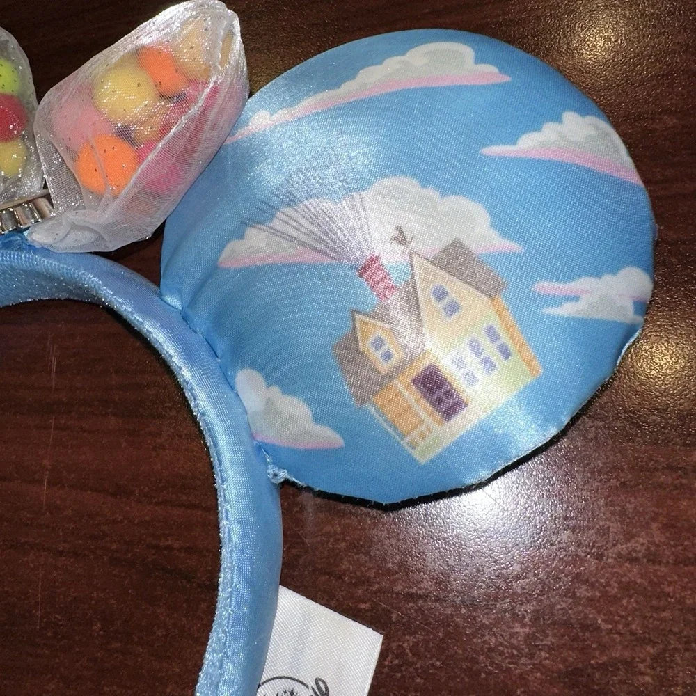 Disney Parks Pixar UP Clouds Flying House Minnie Ears Headband Grape‎ Soda Badge